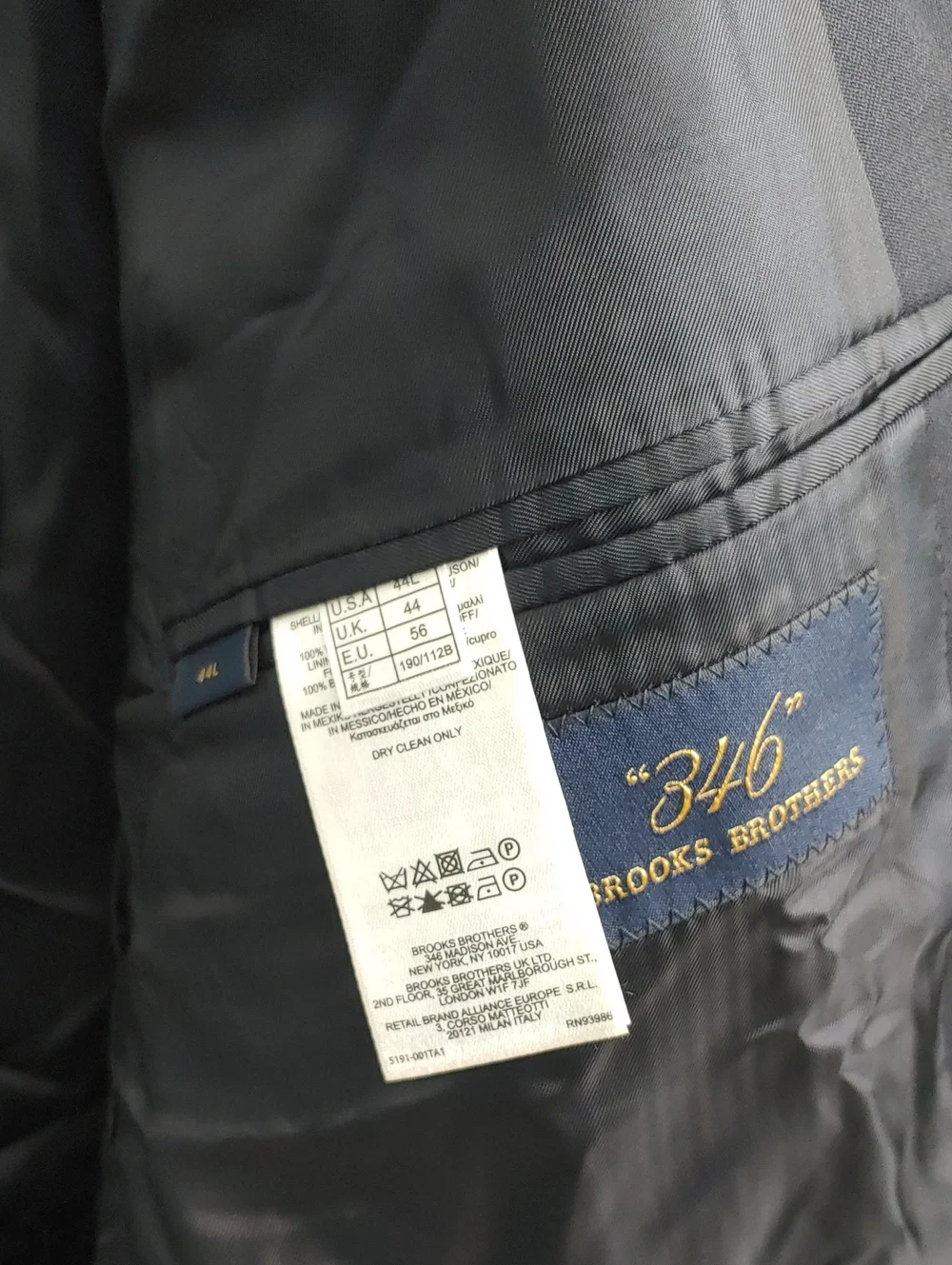 Brooks Brother Wool Blazer Navy Blue Men's Designer Sport Coat Size 44L